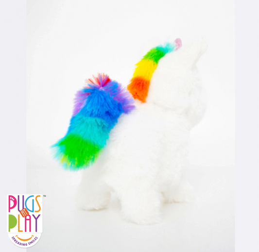 Pugs at Play Sugar Unicorn Cream-Stuffed Animal-Realistic Sounds-Safe and Durable-Battery Operated-Interactive Plush Cuddly Toy For Newborn