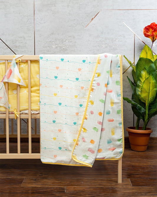 Tiny Snooze Lost in Thoughts Baby Blanket-Organic Muslin Cotton-Reversible-For Infants