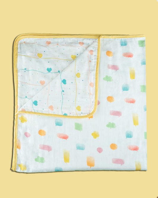 Tiny Snooze Lost in Thoughts Baby Blanket-Organic Muslin Cotton-Reversible-For Infants