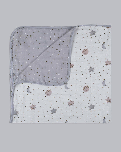 Tiny Snooze Starry Nights Baby Blanket-Organic Muslin Cotton-Reversible-For Infants