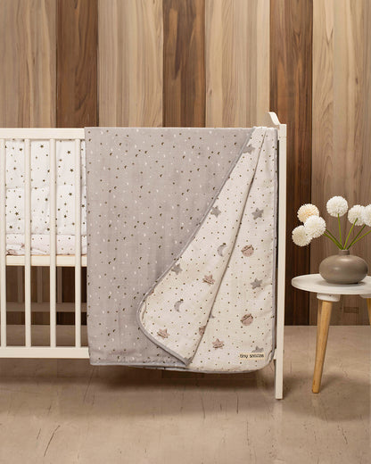 Tiny Snooze Starry Nights Baby Blanket-Organic Muslin Cotton-Reversible-For Infants