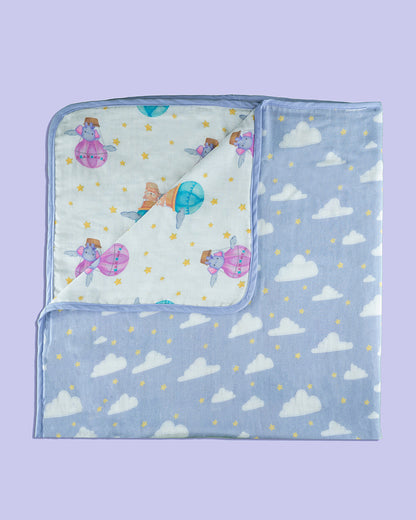 Tiny Snooze Sky is the Limit Baby Blanket-Organic Muslin Cotton-Reversible-For Infants