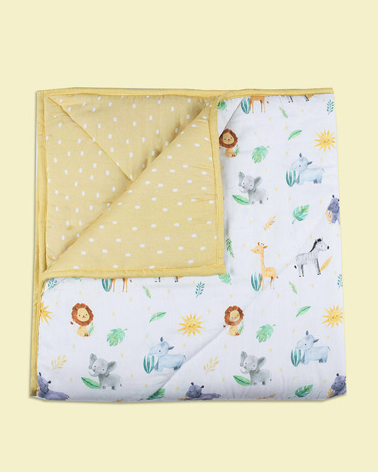 Tiny Snooze Into The Wild Baby Quilt-Organic Cotton-Soft & Hypoallergenic Filling-For Infants