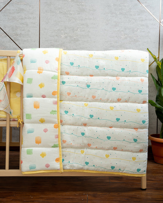 Tiny Snooze Lost in Thoughts Baby Quilt-Organic Cotton-Soft & Hypoallergenic Filling-For Infants