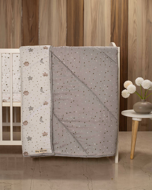 Tiny Snooze Starry Nights Baby Quilt-Organic Cotton-Soft & Hypoallergenic Filling-For Infants