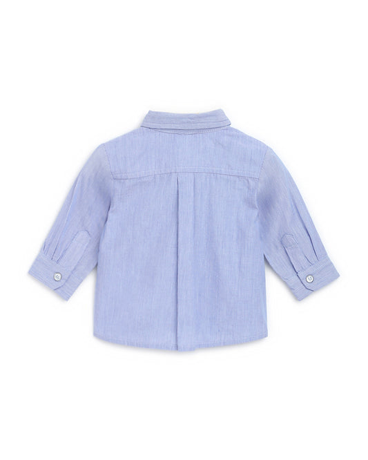Chicco Light Blue Shirt-Solid-Cotton-For Infants
