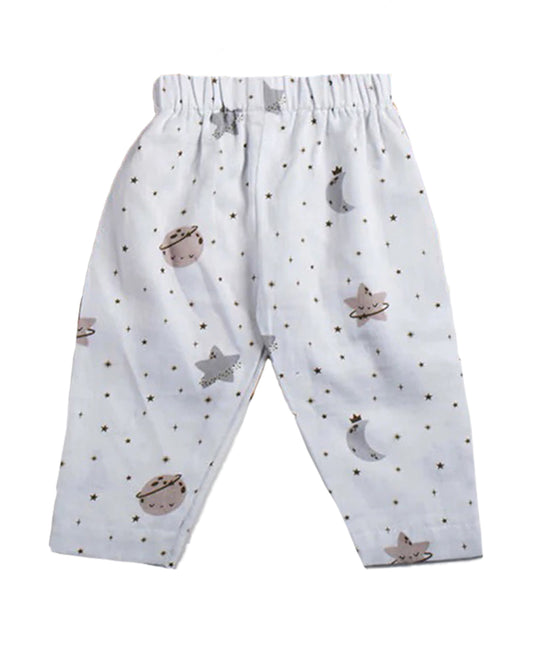 Tiny Snooze White Nightsuit-Stars & Moon-Organic Cotton-For Infants