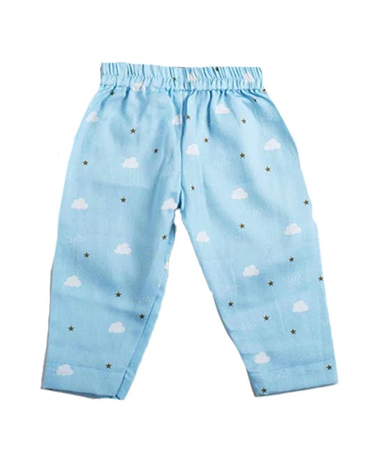 Tiny Snooze Light Blue Nightsuit-Blue Clouds-Organic Cotton-For Infants