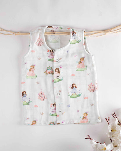 Tiny Snooze White Jhabla-Fairytale-Muslin Cotton-For Infants