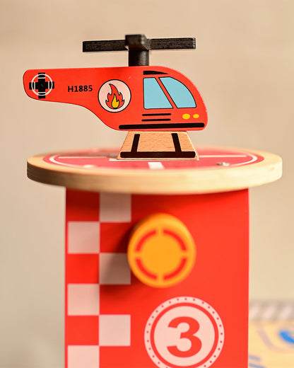 Playbox Drive In Car Parking Garage-3 Different Levels-Includes 2 Ramp, 1 Helicopter & 3 Cars-Promotes Motor Skills & Creativity-Pretend & Play Toy-12M+