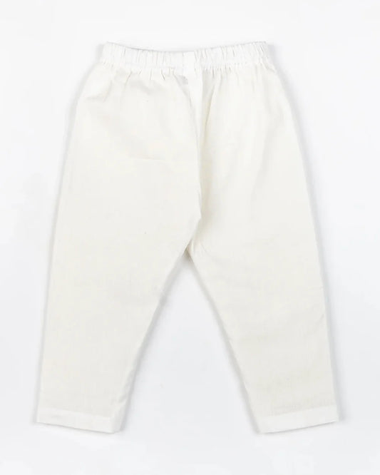 BeeLittle White Kurta Pajama Set-Talk & Teak-Cotton-For Infants