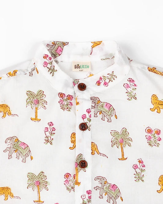 BeeLittle Multicolored Kurta Pajama Set-Tropical Vibes-Cotton-For Infants