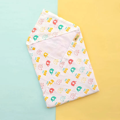 BeeLittle Hooded Baby Bath Towel-100% Organic Cotton Muslin-Ira The Elephant