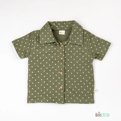 BeeLittle Green Coord Set-Olive Dots-Organic Cotton-For Infants