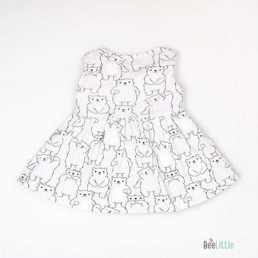 BeeLittle White Frock Dress-Black Panda-Cotton-For Infants