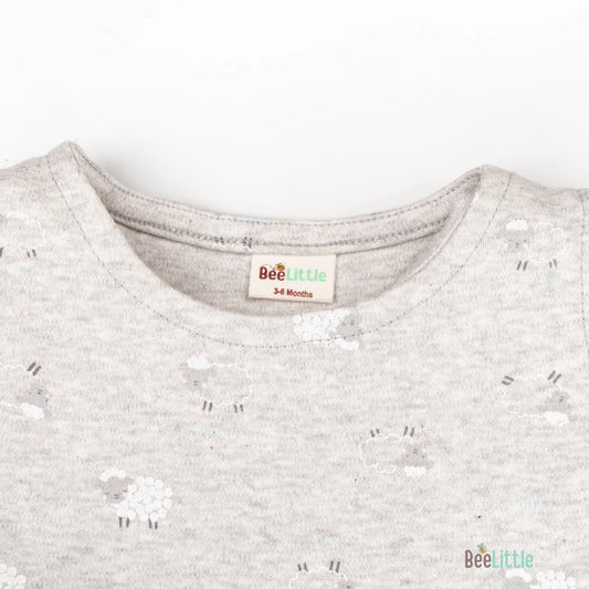 BeeLittle Light Grey Frock Dress-Sheeps-Cotton-For Infants