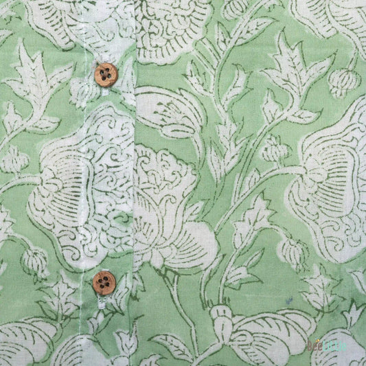 BeeLittle Mint Jhabla-Pista Flowers-Organic Cotton-For Infants