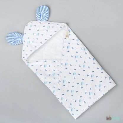 BeeLittle Hooded Baby Bath Towel-100% Organic Cotton Muslin-Anchor