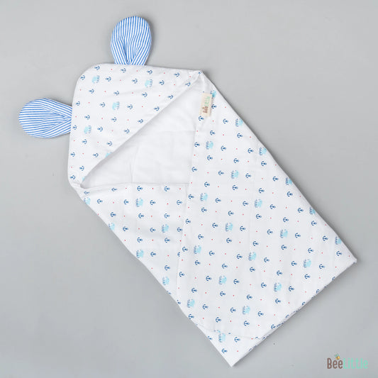 BeeLittle Hooded Baby Bath Towel-100% Organic Cotton Muslin-Anchor