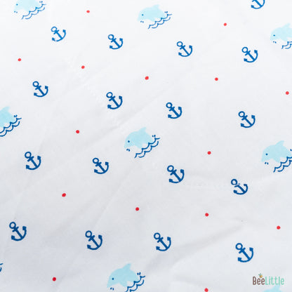 BeeLittle Hooded Baby Bath Towel-100% Organic Cotton Muslin-Anchor