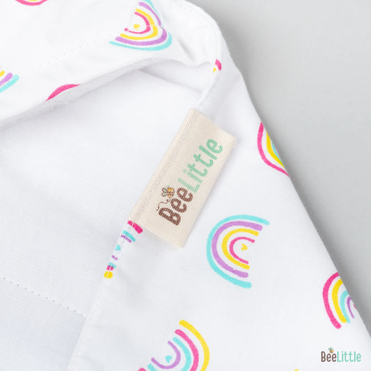 BeeLittle Hooded Baby Bath Towel-100% Organic Cotton Muslin-Rainbow