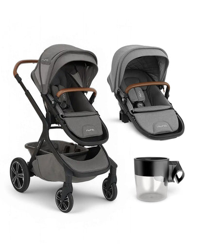 Nuna Demi Grow Baby Stroller & Sibling Seat Combo-Stroller Features (Height Adjustable Parent Handle Bar, Reversible Seat, Upto 22 Kg)-Sibling Seat Features (Removable Head Support, Three Recline Positions, Upto 15 Kg)-Oxford