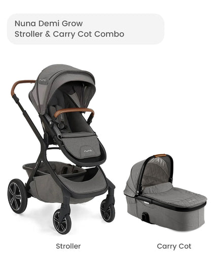 Nuna Demi Grow Baby Stroller & Carry Cot Combo-Converts to Double or Twin Stroller-Pram for 0M+ (Upto 22 Kg)-Oxford