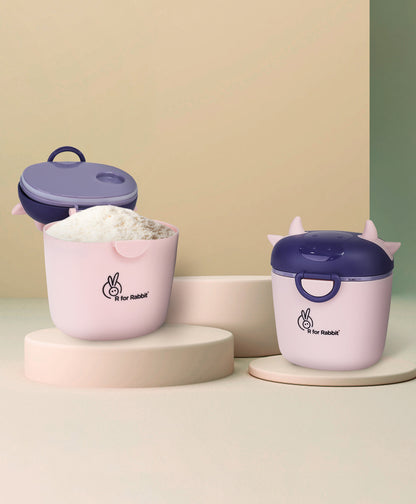 R for Rabbit First Feed Crescent-Milk Powder Container & Dispenser-With Spoon & Leveler-310 g-Pink