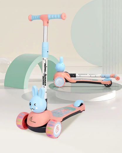 R for Rabbit Road Runner Bunny Baby Scooter-3 Level Height Adjustment-BIS Safety Certified-3Y+ (Upto 75 Kg)-Pink Blue