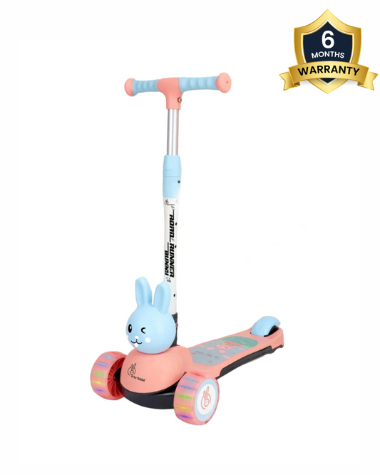 R for Rabbit Road Runner Bunny Baby Scooter-3 Level Height Adjustment-BIS Safety Certified-3Y+ (Upto 75 Kg)-Pink Blue