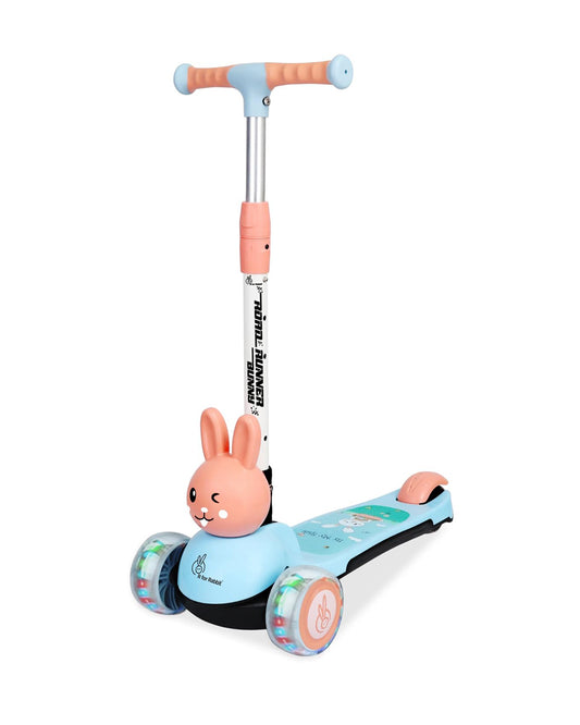 R for Rabbit Road Runner Bunny Baby Scooter-3 Level Height Adjustment-BIS Safety Certified-3Y+ (Upto 75 Kg)-Blue Peach