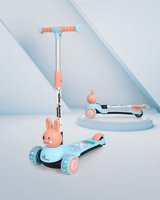 R for Rabbit Road Runner Bunny Baby Scooter-3 Level Height Adjustment-BIS Safety Certified-3Y+ (Upto 75 Kg)-Blue Peach