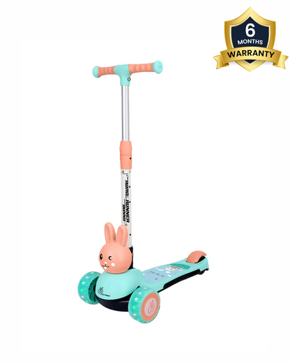 R for Rabbit Road Runner Bunny Baby Scooter-3 Level Height Adjustment-BIS Safety Certified-3Y+ (Upto 75 Kg)-Green Peach