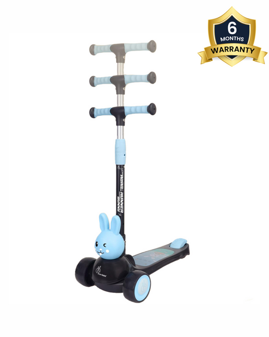 R for Rabbit Road Runner Bunny Baby Scooter-3 Level Height Adjustment-BIS Safety Certified-3Y+ (Upto 75 Kg)-Black Blue