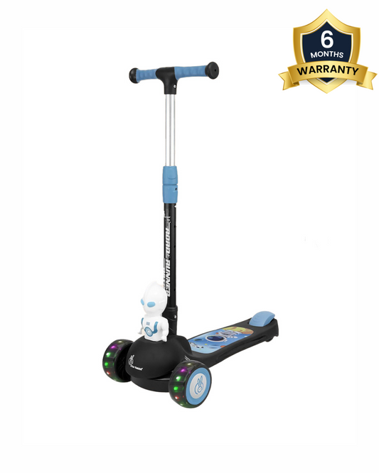 R for Rabbit Road Runner Astro Baby Scooter-3 Level Height Adjustment-BIS Safety Certified-3Y+ (Upto 75 Kg)-Black