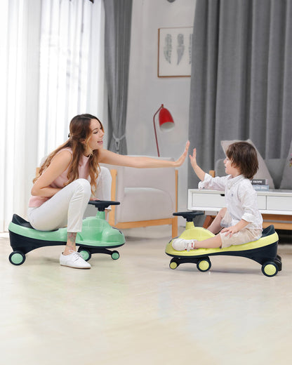 R for Rabbit Iya Iya Zippy Twister & Swing car-Wide Seating Area-With PU Wheels-3Y+ (Upto 75Kg)-Sea Green