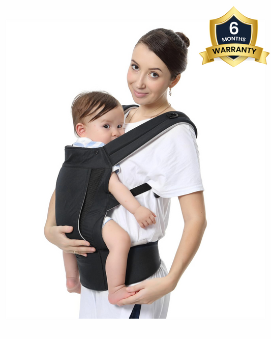 R for Rabbit Comfy Hug Ergo 2 in 1 Baby Carrier-2 Carry Positions-Soft Cushion Belts-4 to 24M (Upto 15 Kg)-Black