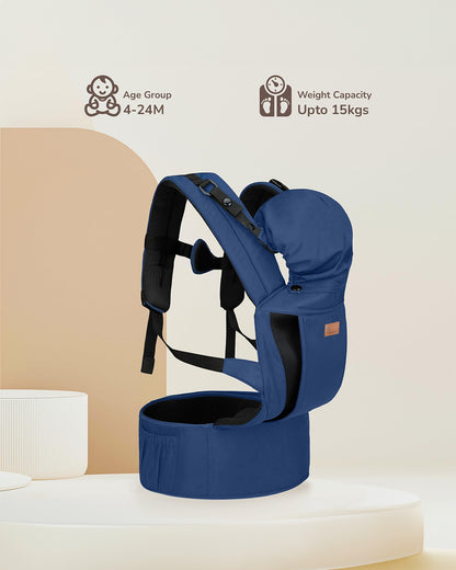 R for Rabbit Comfy Hug Ergo 2 in 1 Baby Carrier-2 Carry Positions-Soft Cushion Belts-4 to 24M (Upto 15 Kg)-Blue