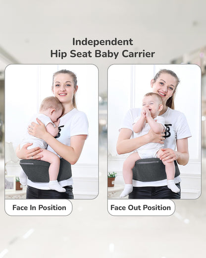 R for Rabbit Upsy Daisy Ergo 8 in 1 Hip Seat Baby Carrier-8 Carry Positions-Soft Cushion Belts-4 to 36M (Upto 15 Kg)-Dark Grey