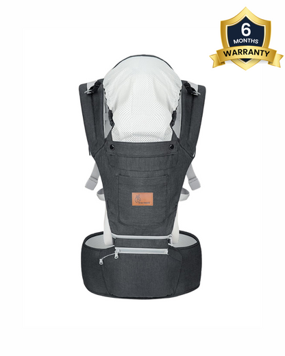 R for Rabbit Upsy Daisy Ergo 8 in 1 Hip Seat Baby Carrier-8 Carry Positions-Soft Cushion Belts-4 to 36M (Upto 15 Kg)-Dark Grey