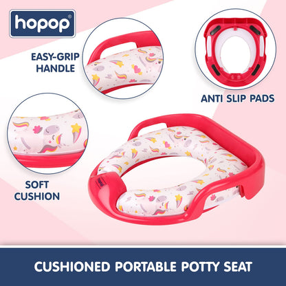 Hopop Baby Potty Seat-With Soft Cushioning & Side Handles-6 to 48M-Unicorn