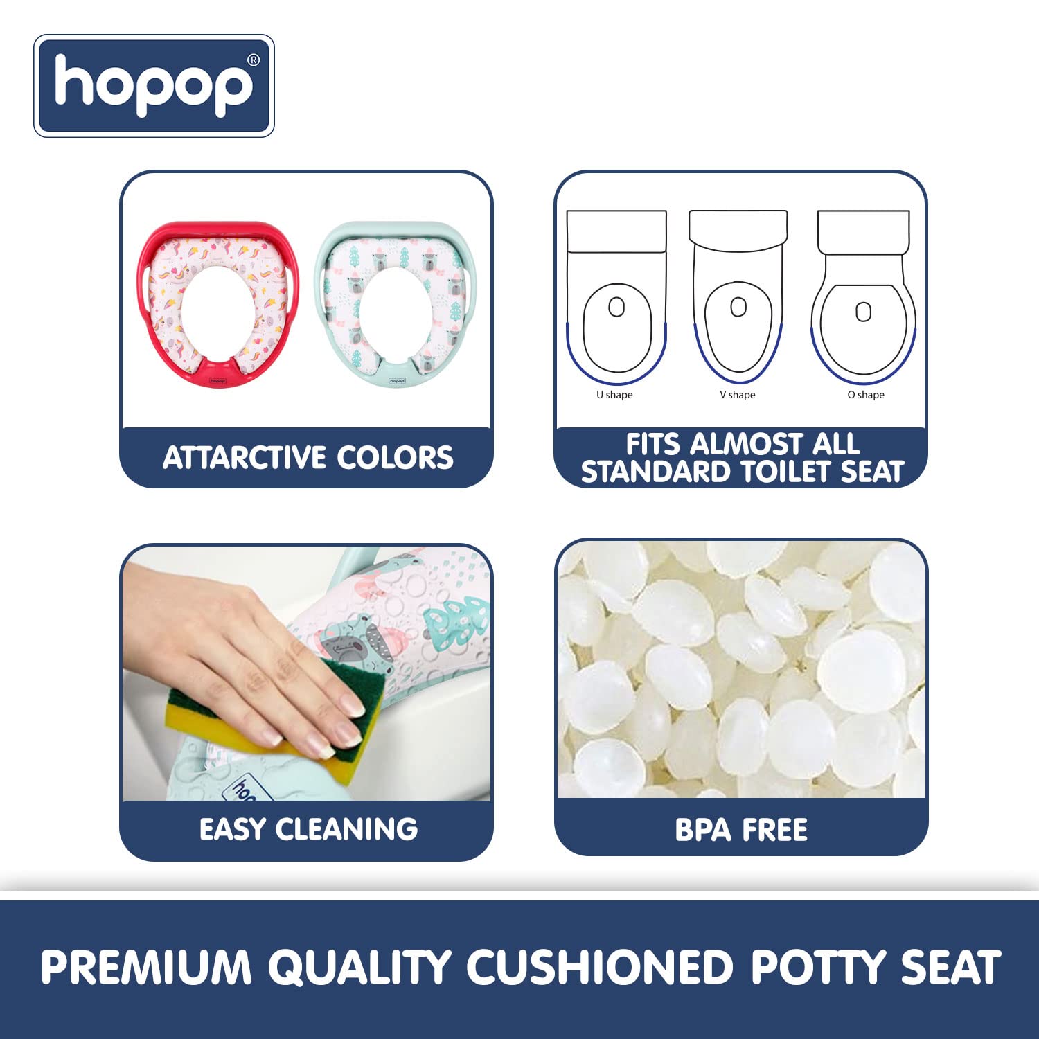 Hopop Baby Potty Seat-With Soft Cushioning Side Handles-6 to 48M