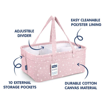 Hopop Diaper Caddy-With Side Pockets-Pink