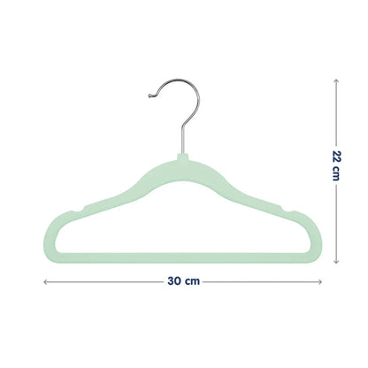 Hopop Non Slip Velvet Baby Cloth Hangers-Helps in Organising Baby Wardrobe-Perfect for Small Garments-Green