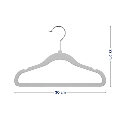 Hopop Non Slip Velvet Baby Cloth Hangers-Helps in Organising Baby Wardrobe-Perfect for Small Garments-Grey