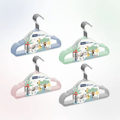 Hopop Non Slip Velvet Baby Cloth Hangers-Helps in Organising Baby Wardrobe-Perfect for Small Garments-Grey