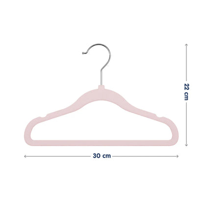 Hopop Non Slip Velvet Baby Cloth Hangers-Helps in Organising Baby Wardrobe-Perfect for Small Garments-Pink