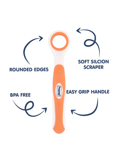 Hopop Baby Tongue Cleaner-With Rounded Edges-Orange