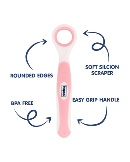 Hopop Baby Tongue Cleaner-With Rounded Edges-Pink