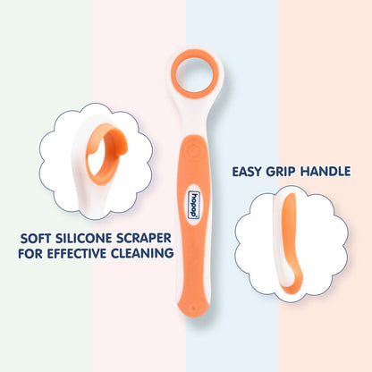 Hopop Baby Tongue Cleaner-With Rounded Edges-Pink